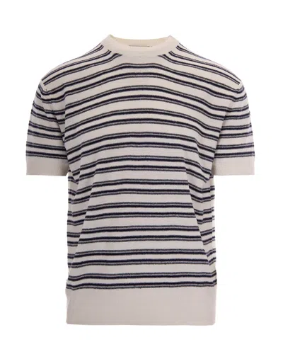 Paolo Pecora Striped Short-sleeve Knit Sweater In Multi
