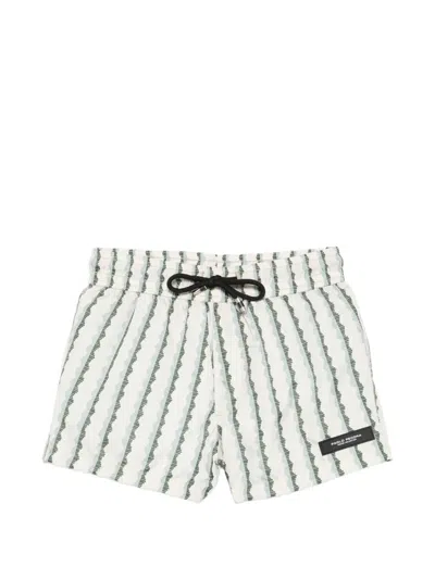 Paolo Pecora Kids' Striped Swim Shorts In White