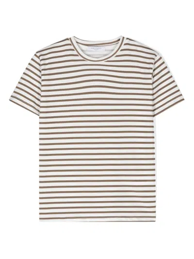 Paolo Pecora Kids' Striped T-shirt In Brown