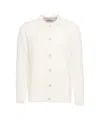 Paolo Pecora Structured Virgin Wool Cardigan With Classic Collar In White