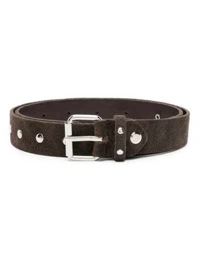 Paolo Pecora Stud-embellished Suede Belt In 褐色