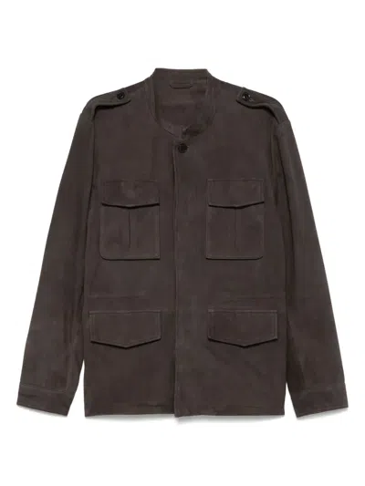Paolo Pecora Suede Jacket In Brown