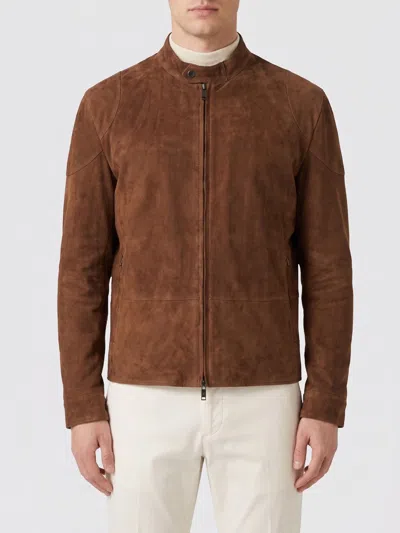 Paolo Pecora Suede Leather Jacket In Brown