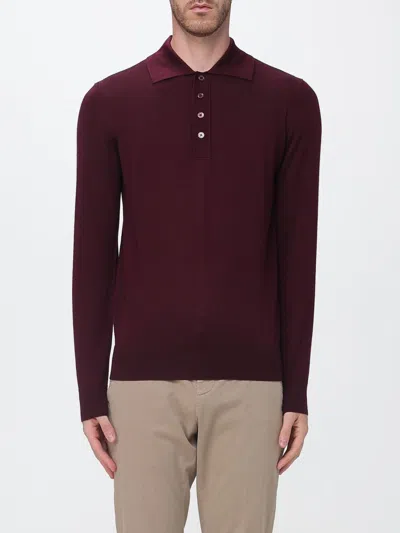 Paolo Pecora Long-sleeve Polo Cardigan In Purple