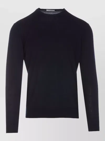 Paolo Pecora Sweater Round Collar Long Sleeves Ribbed Trims In Blue