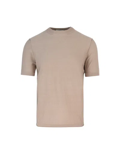 Paolo Pecora T-shirt Girocollo Beige In Toni Neutri