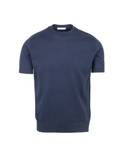 Paolo Pecora T-shirt In Maglia Fine Blu Navy In 6685
