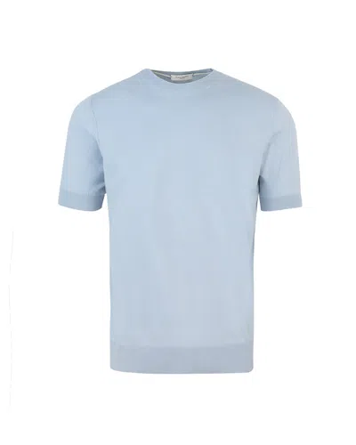 Paolo Pecora T-shirt In Maglia Fine Celeste In 6492