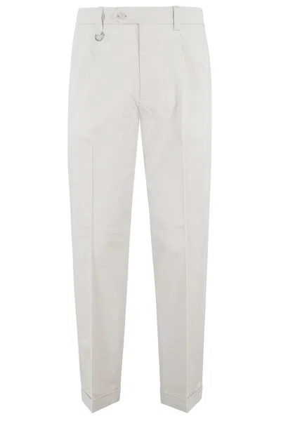 Paolo Pecora Tailored Ankle-cuff Trousers With Clean Silhouette In Neutrals