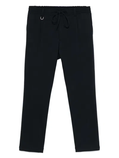 Paolo Pecora Tailored Blue Trousers With Drawstring Waist In Black