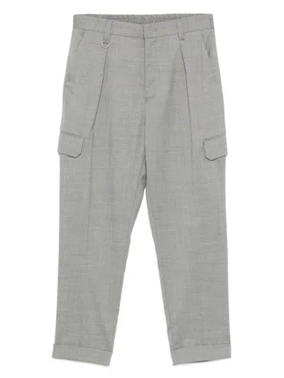Paolo Pecora Tailored Cropped Trousers With Elastic Waistband In Burgundy