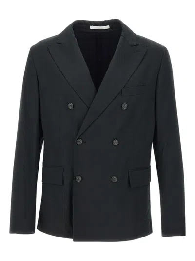 Paolo Pecora Tailored Double-breasted Jacket With Notched Lapels In Black