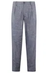 Paolo Pecora Tailored Stretch Linen Pants With Classic Waistband In Blue