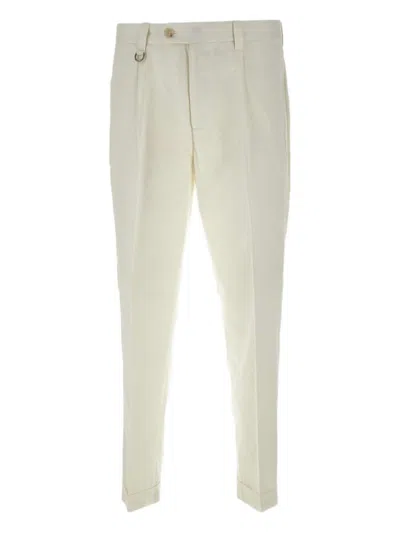 Paolo Pecora Tailored White Trousers In Pattern