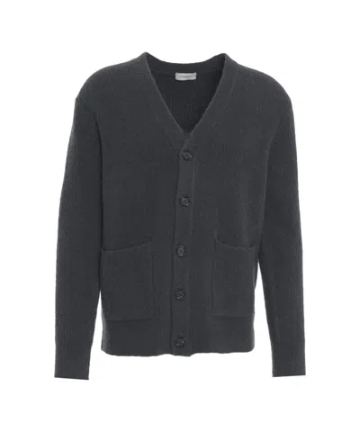 Paolo Pecora Textured Knit Cardigan With V-neck And Button Closure In Gray