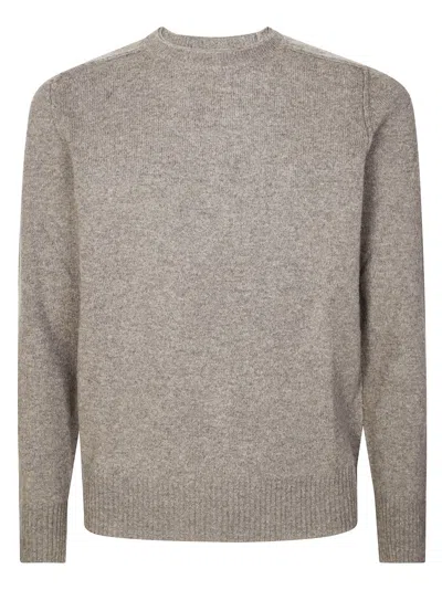 Paolo Pecora Textured Knit Sweater With Ribbed Hem In Brown