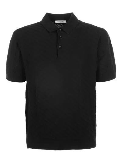 Paolo Pecora Textured Polo Shirt In Black