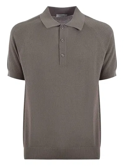 Paolo Pecora Textured Raglan-sleeve Polo Shirt In Gray