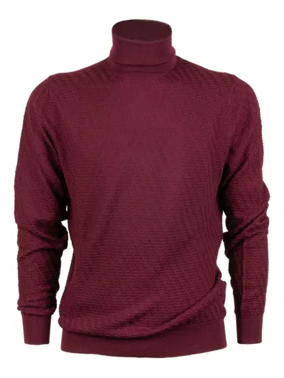 Paolo Pecora Textured Roll-neck Sweater In Burgundy
