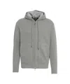 Paolo Pecora Textured Zip-up Hoodie With Drawstring Hood And Ribbed Cuffs In Gray