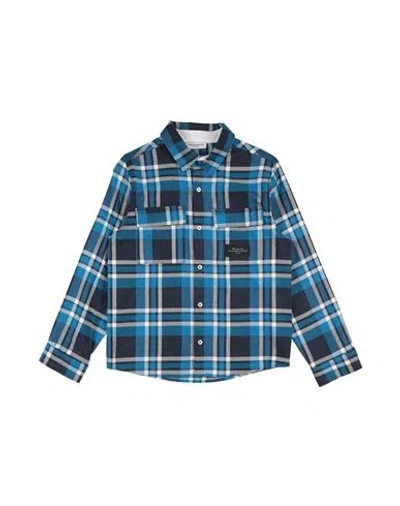 Paolo Pecora Babies'  Toddler Boy Shirt Azure Size 4 Cotton, Rayon, Lycra, Acrylic In Blue