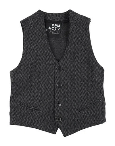 Paolo Pecora Babies'  Toddler Boy Tailored Vest Black Size 6 Cotton, Polyester, Elastane