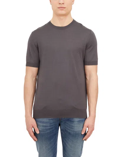 Paolo Pecora T-shirt In Maglia Di Seta E Cotone In Gray