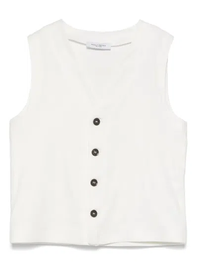 Paolo Pecora Kids' Twill Vest In White