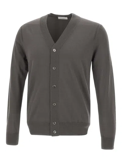 Paolo Pecora V-neck Button-up Cardigan In Gray