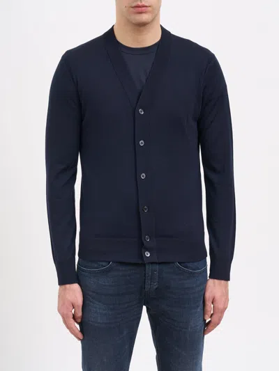 Paolo Pecora Virgin Wool Cardigan In Blue