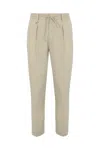 Paolo Pecora Viscose Blend Pleated Trousers In Ecru Melange