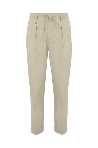 Paolo Pecora Viscose Blend Pleated Trousers In Neutral