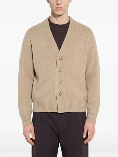 Paolo Pecora V-neck Button-up Cardigan In Brown