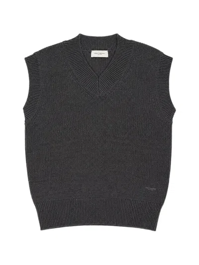 Paolo Pecora Kids' V-neck Knitted Vest In Gray