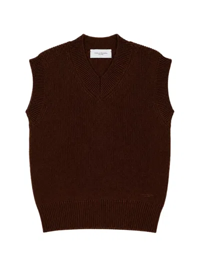Paolo Pecora Kids' V-neck Knitted Vest In Red
