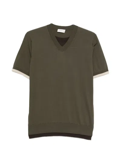Paolo Pecora V-neck Layered Polo Shirt In Gray