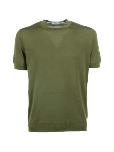Paolo Pecora Green Cotton And Silk T-shirt