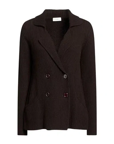 Paolo Pecora Woman Blazer Dark Brown Size 6 Wool, Viscose, Polyamide, Cashmere