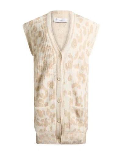 Paolo Pecora Woman Cardigan Beige Size 6 Acrylic, Polyamide, Virgin Wool, Elastane In Sand