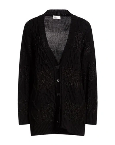 Paolo Pecora Woman Cardigan Black Size 6 Wool, Viscose, Metallic Fiber