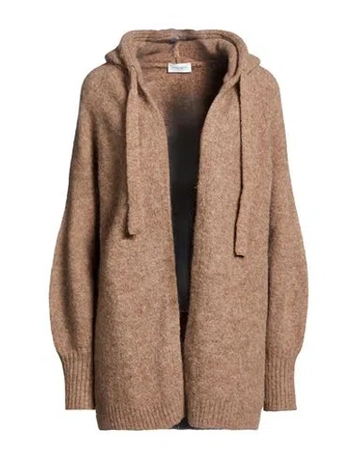 Paolo Pecora Woman Cardigan Light Brown Size 6 Alpaca Wool, Merino Wool, Polyamide, Elastane