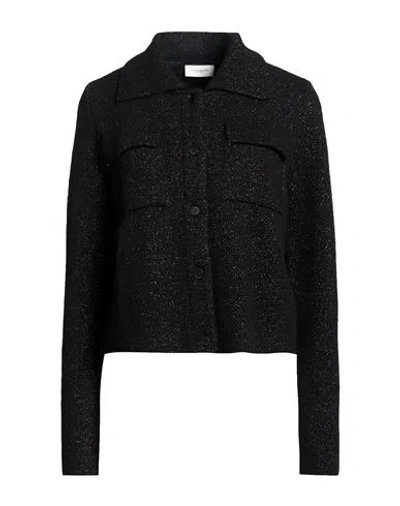Paolo Pecora Woman Jacket Black Size 6 Acrylic, Polyamide, Virgin Wool, Metallic Fiber, Elastane