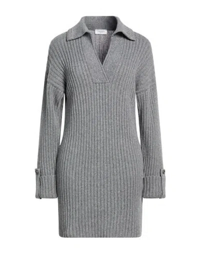 Paolo Pecora Woman Mini Dress Grey Size 4 Wool, Viscose, Polyamide, Cashmere