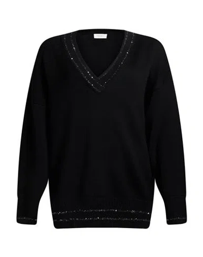 Paolo Pecora Woman Sweater Black Size 4 Merino Wool In Multi