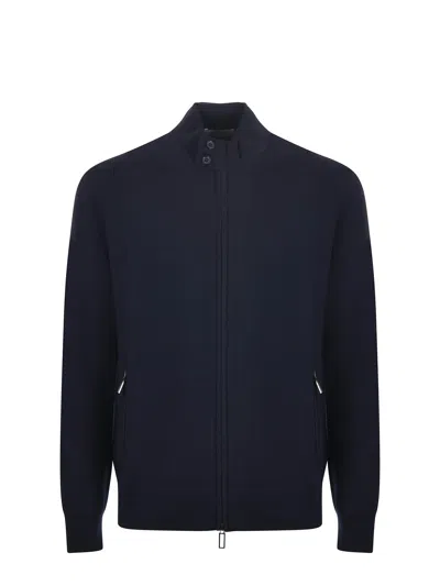 Paolo Pecora Wool And Cotton Blend Cardigan In Blue