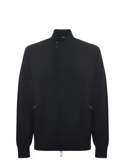 Paolo Pecora Wool And Cotton Blend Cardigan In Black