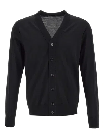 Paolo Pecora Wool Cardigan In Black