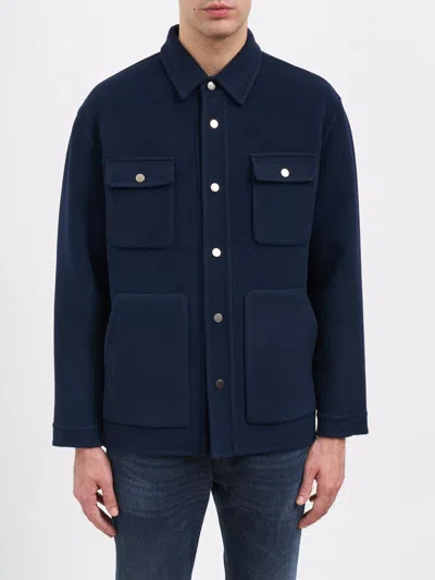Paolo Pecora Wool Shirt Jacket In Blue