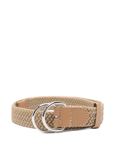 Paolo Pecora Kids' Woven Double-ring Belt In Neutral