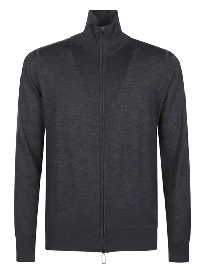 Paolo Pecora Zip Knitted Cardigan In Gray